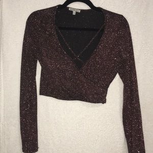 Long Sleeve Sequined Crop Top